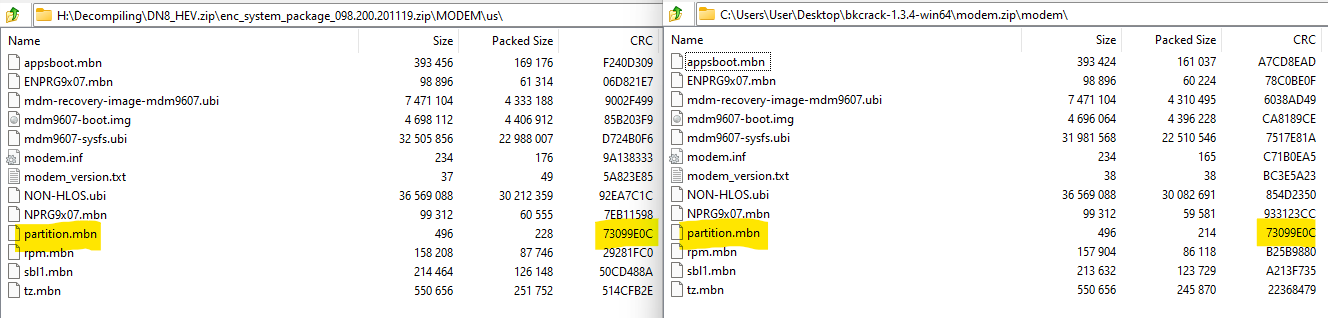 Matching Pair of Modem Files